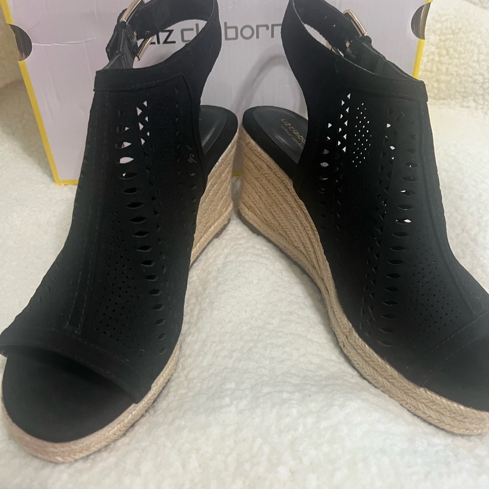 Liz Claiborne Refined Comfort Hardie Blacck Sandals Size 8 1/2